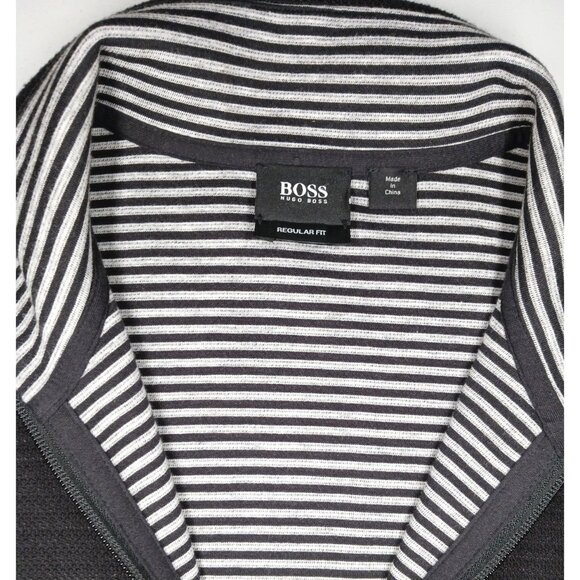 BOSS Hugo Boss Mens XL Reg Fit Full Zip Pique Knit Sweater Cardigan Reversible - Picture 11 of 16